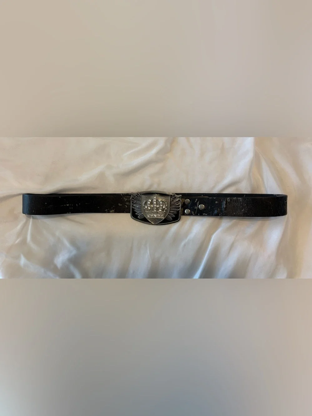 Vintage Distressed Rocker/Grunge/Festival/Biker Brown Leather Belt